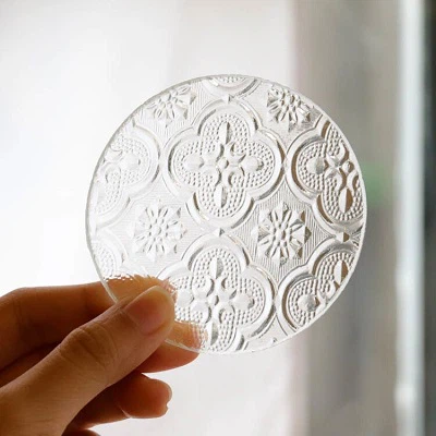 Embossed glass - birchapple flower